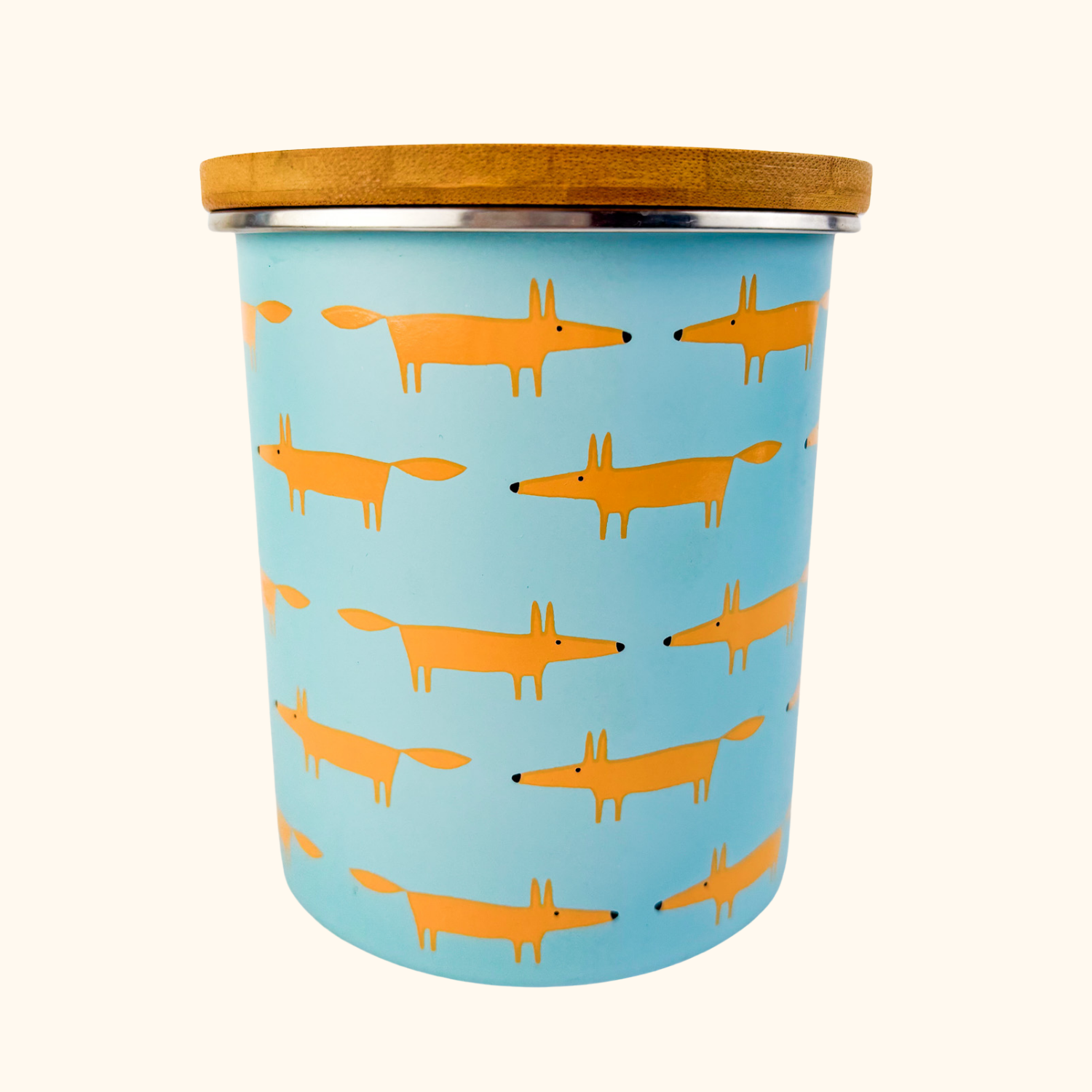 Scion Mr Fox Blue Metal Storage Jar Scion