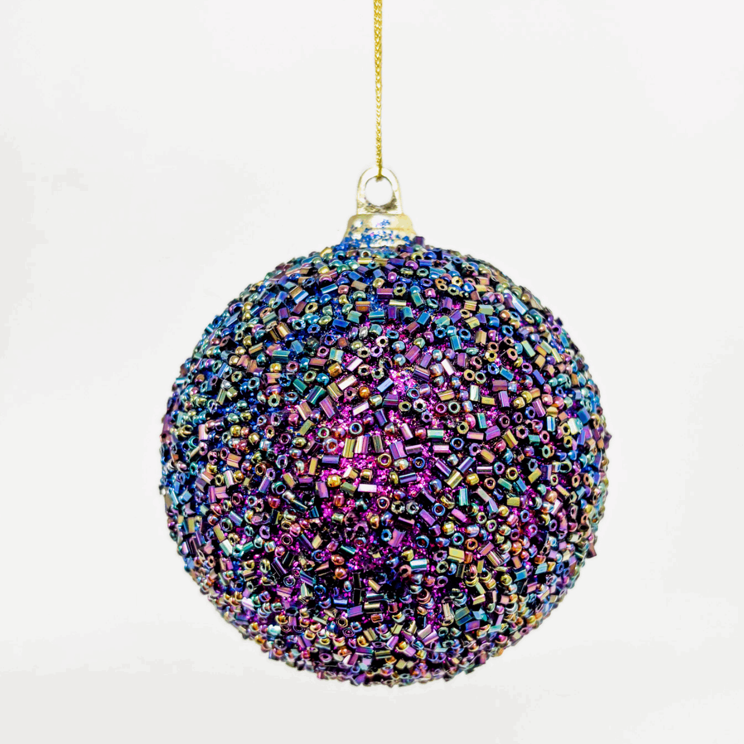 Blue and Purple Sparkle Beaded Bauble Mixed Set of 12 Sunshine Thrift