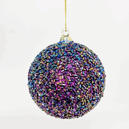Blue and Purple Sparkle Beaded Bauble Mixed Set of 12 Sunshine Thrift