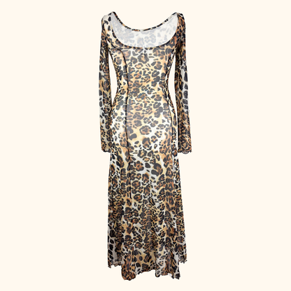 &amp; Other Stories Leopard Print Long Sleeve Mesh Maxi Dress - Size 6