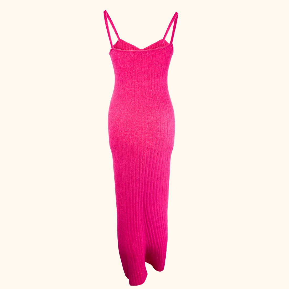 Zara Hot Pink Knitted Wool Blend Maxi Dress - Size Small