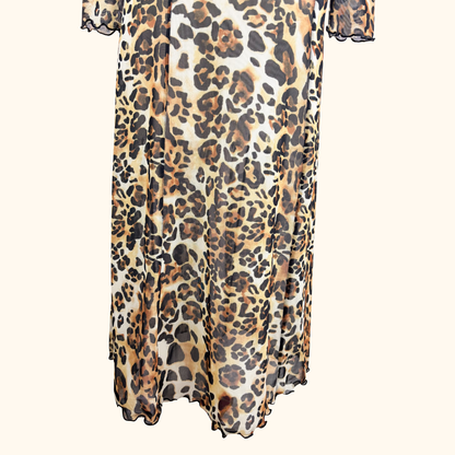 &amp; Other Stories Leopard Print Long Sleeve Mesh Maxi Dress - Size 6