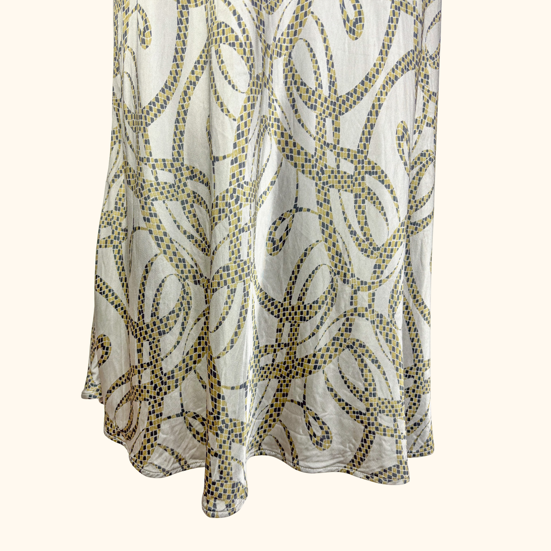 Richard Allen x H&amp;M Khaki Patterned Satin Midi Skirt - Size 16
