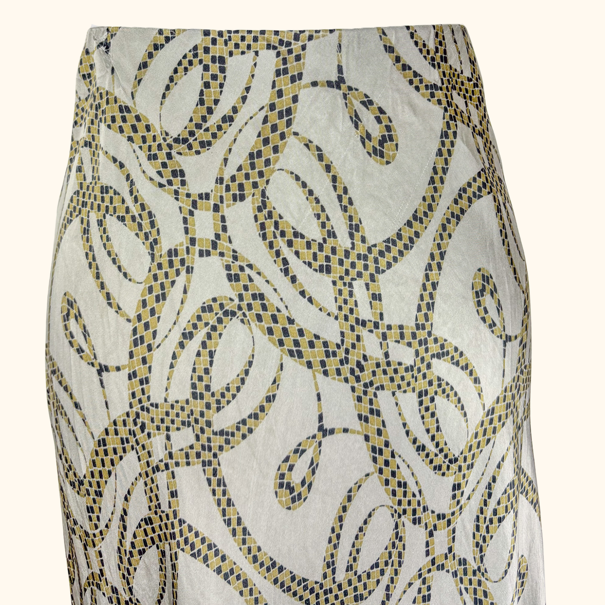 Richard Allen x H&amp;M Khaki Patterned Satin Midi Skirt - Size 16