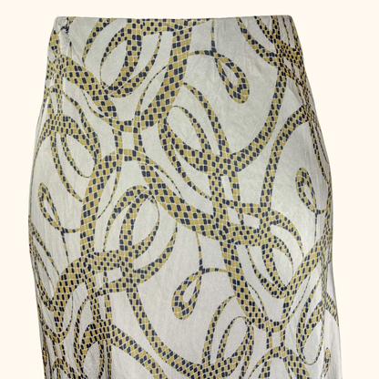 Richard Allen x H&amp;M Khaki Patterned Satin Midi Skirt - Size 16