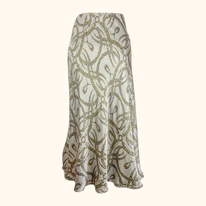Richard Allen x H&amp;M Khaki Patterned Satin Midi Skirt - Size 16