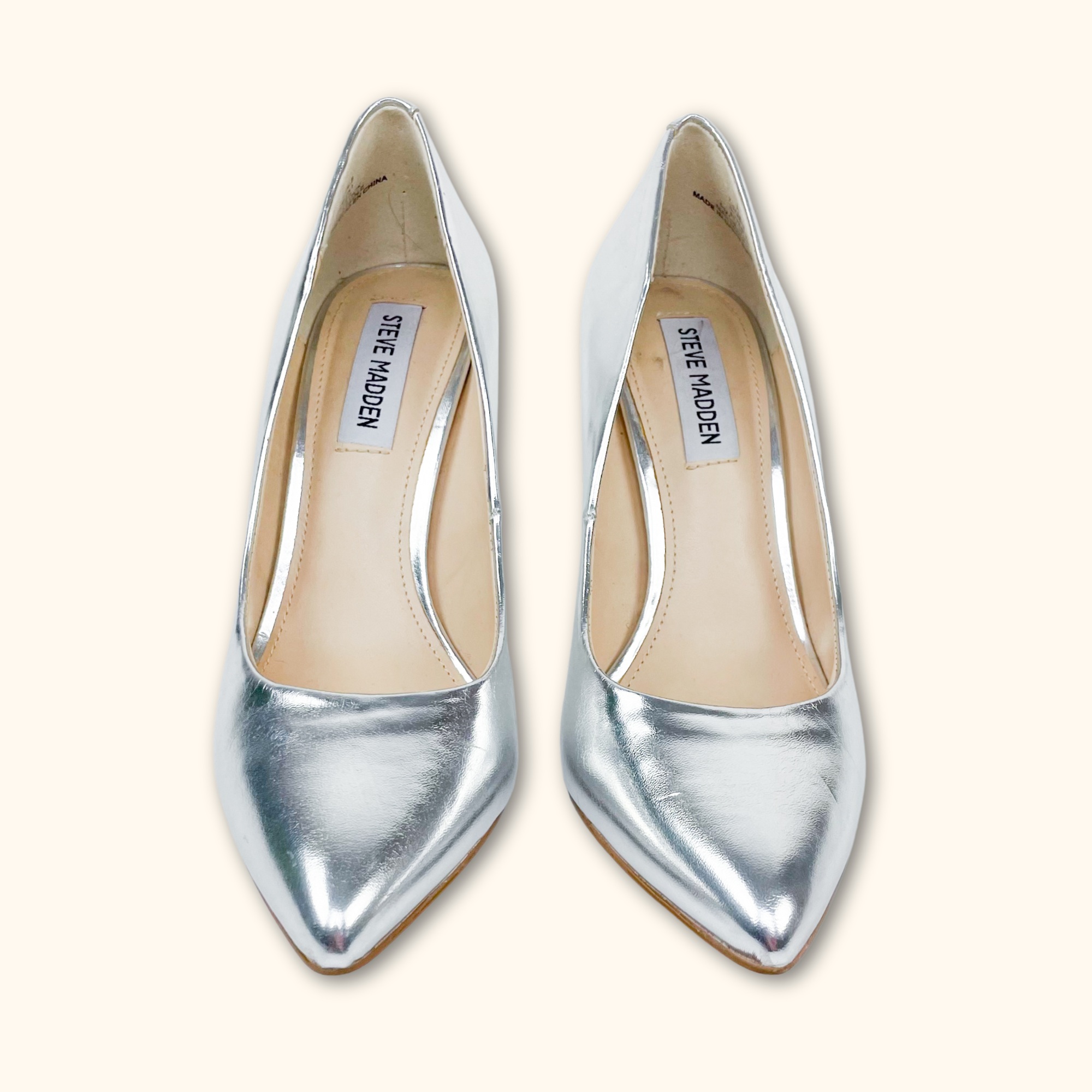 Steve Madden Silver Metallic Heels - Size 6