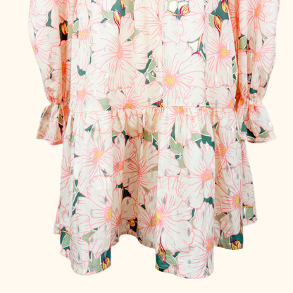 Never Fully Dressed Long Sleeve Tiered Floral Mini Dress - Size 8