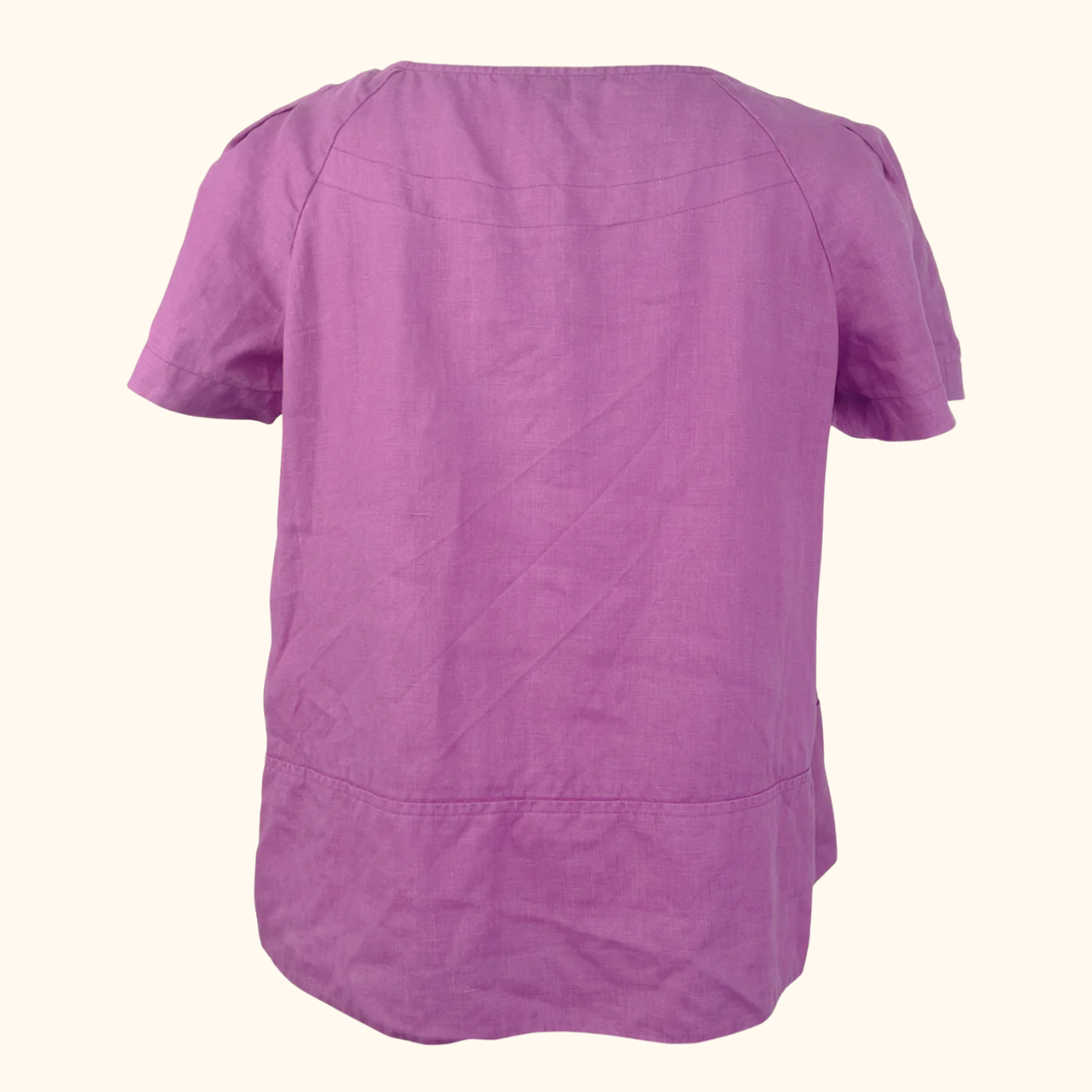 Hobbs 100% Linen Purple Short Sleeve Shirt - Size 12 Hobbs