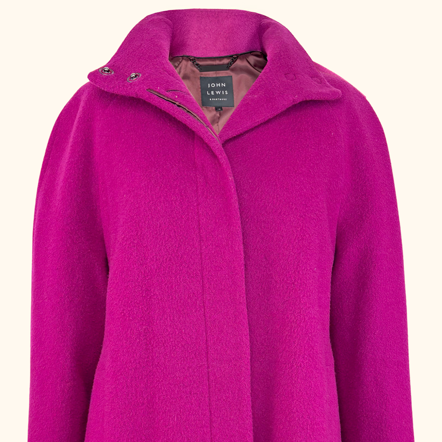 John Lewis Pink Wool Blend Swing Coat - Size 10 John Lewis