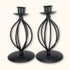 Black Metal Candlestick Holders - Pair of 2 -  - Candle holders