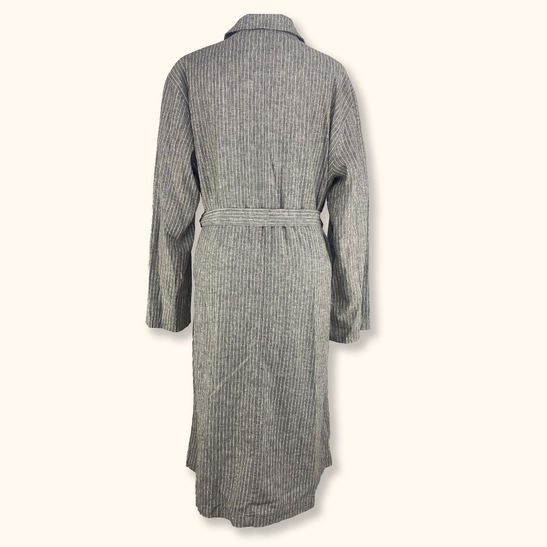 Uniqlo Cotton Linen Blend Grey Stripe Jacket with Belt - Medium