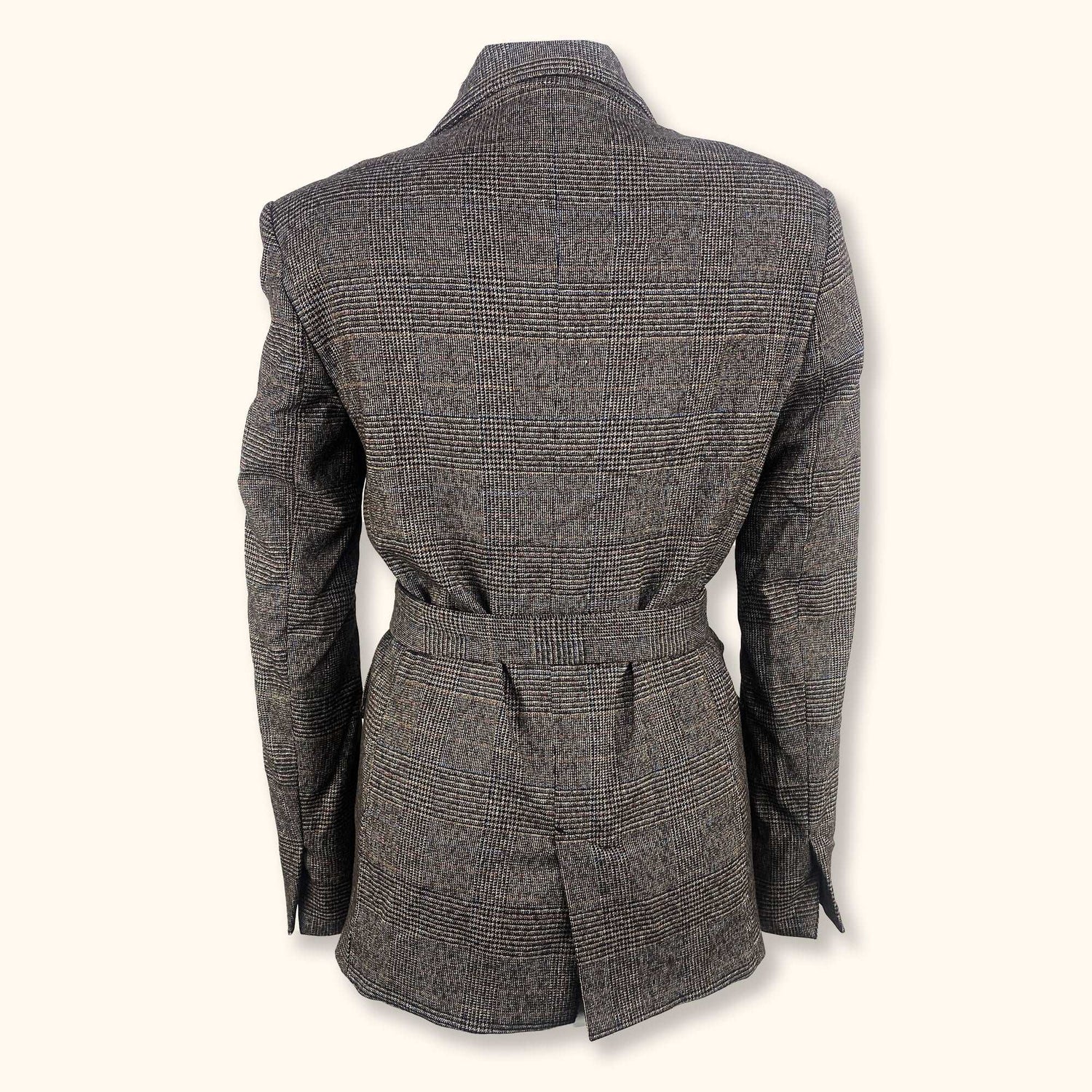 Bershka Double Breasted Grey Check Blazer - Size XS