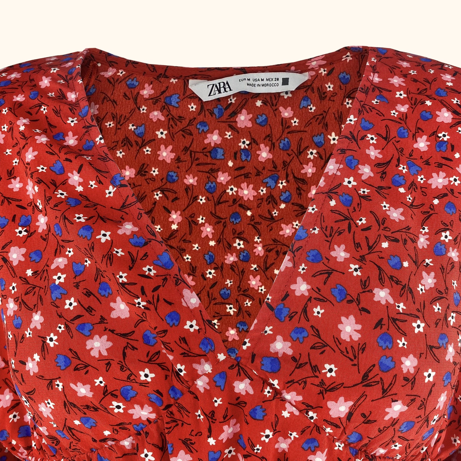 Zara Red Ditsy Floral Mini Dress - Size Medium Sunshine Thrift Zara Red Ditsy Floral Mini Dress - Size Medium Sunshine Thrift