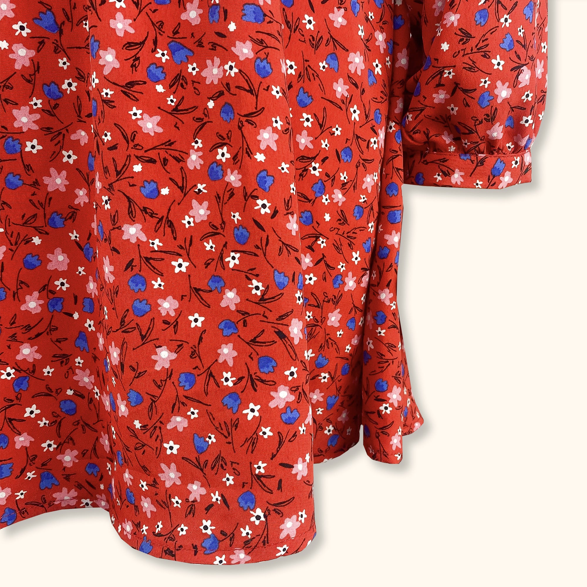 ZARA deals Small Stylish Beautiful Red White & Blue Floral Slinky Dress.