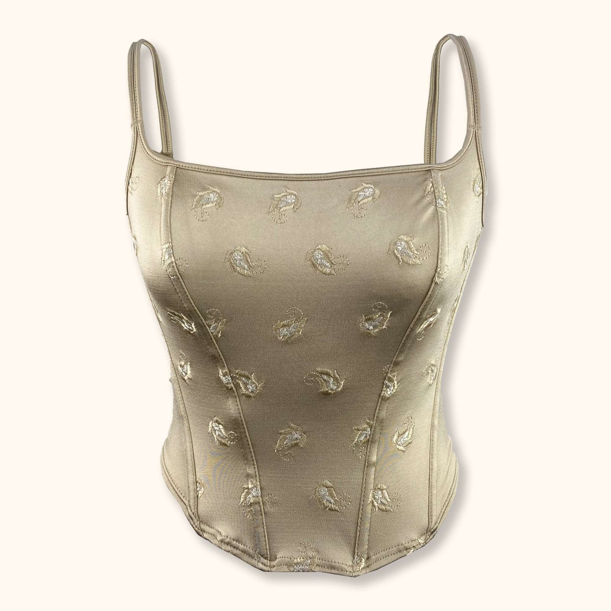 Cream Y2K Floral Cami Corset - Size Small