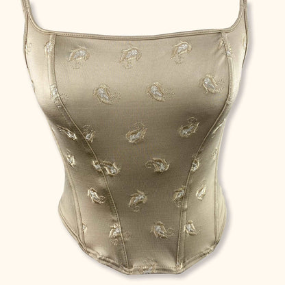 Cream Y2K Floral Cami Corset - Size Small