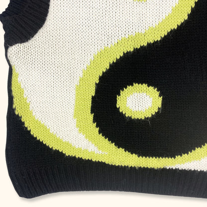 Topshop Yin Yang Black Sweater Vest - Small -  - Knitwear