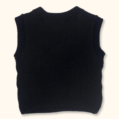 Topshop Yin Yang Black Sweater Vest - Small -  - Knitwear