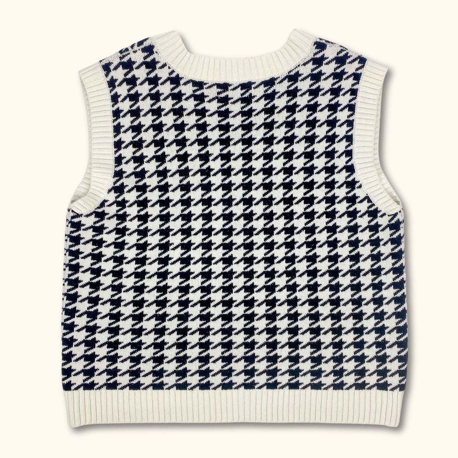 Hollister Black and White Houndstooth Sweater Vest - Size Medium