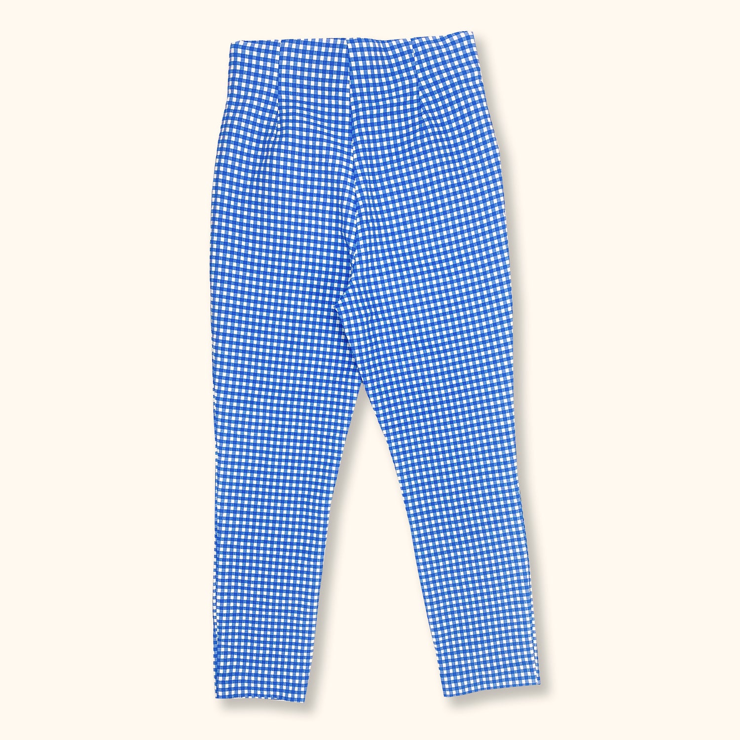 Zara Blue Gingham Cropped Trousers - Size Medium -  - Jeans &amp; Trousers