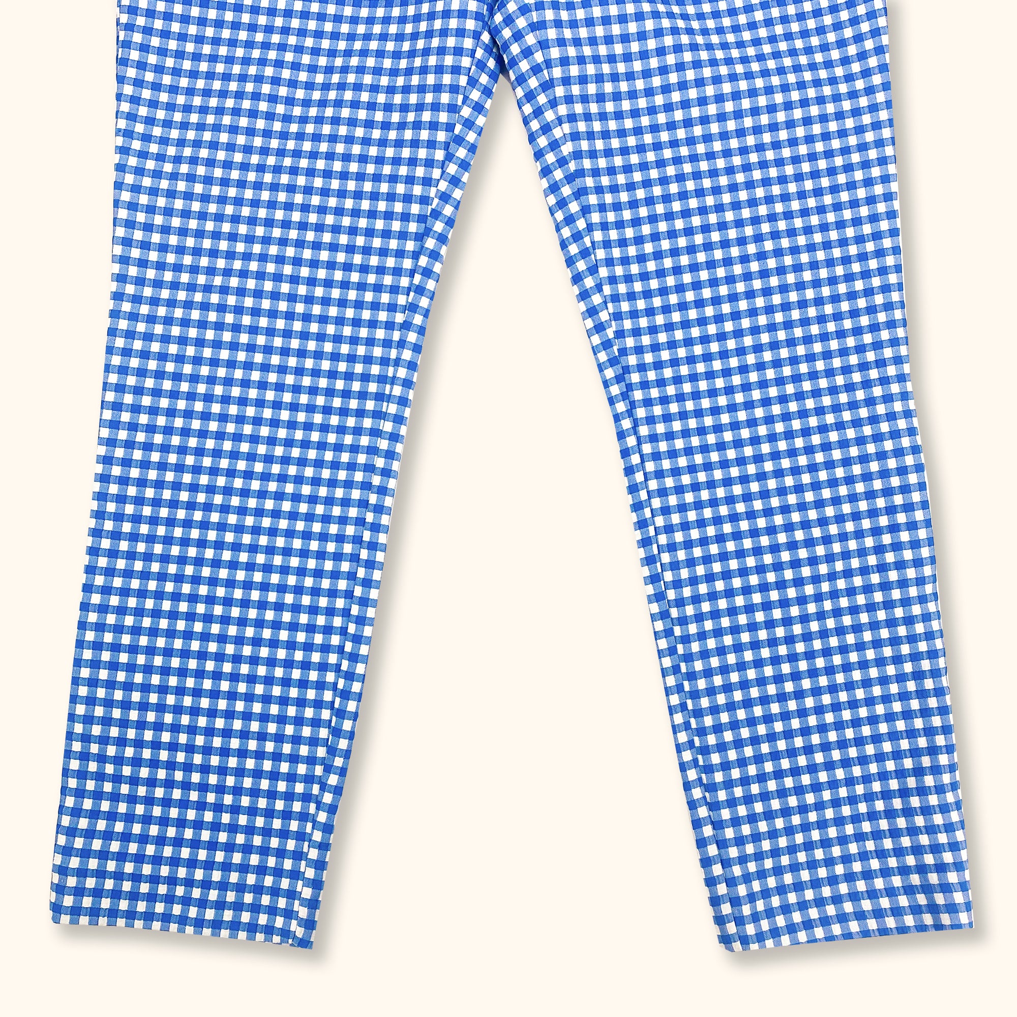 Zara Blue Gingham Cropped Trousers - Size Medium -  - Jeans &amp; Trousers