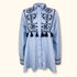 Zara Embroidered Striped Blue Peplum Shirt - Size XL - Zara - Tops & Shirts