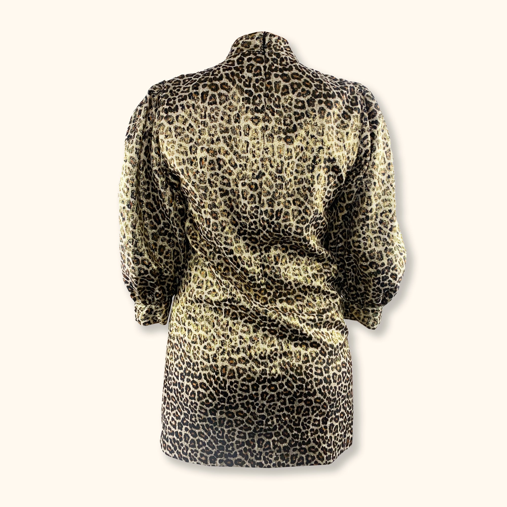 Zara Metallic Leopard Print Puff Sleeve Mini Dress – Sunshine Thrift