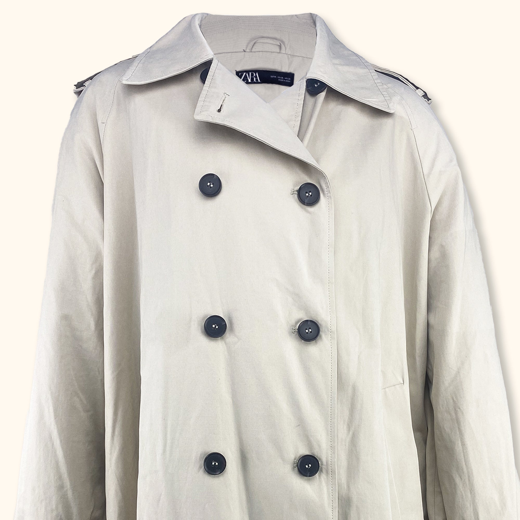 Zara Cream Trench Coat Size XL – Sunshine Thrift