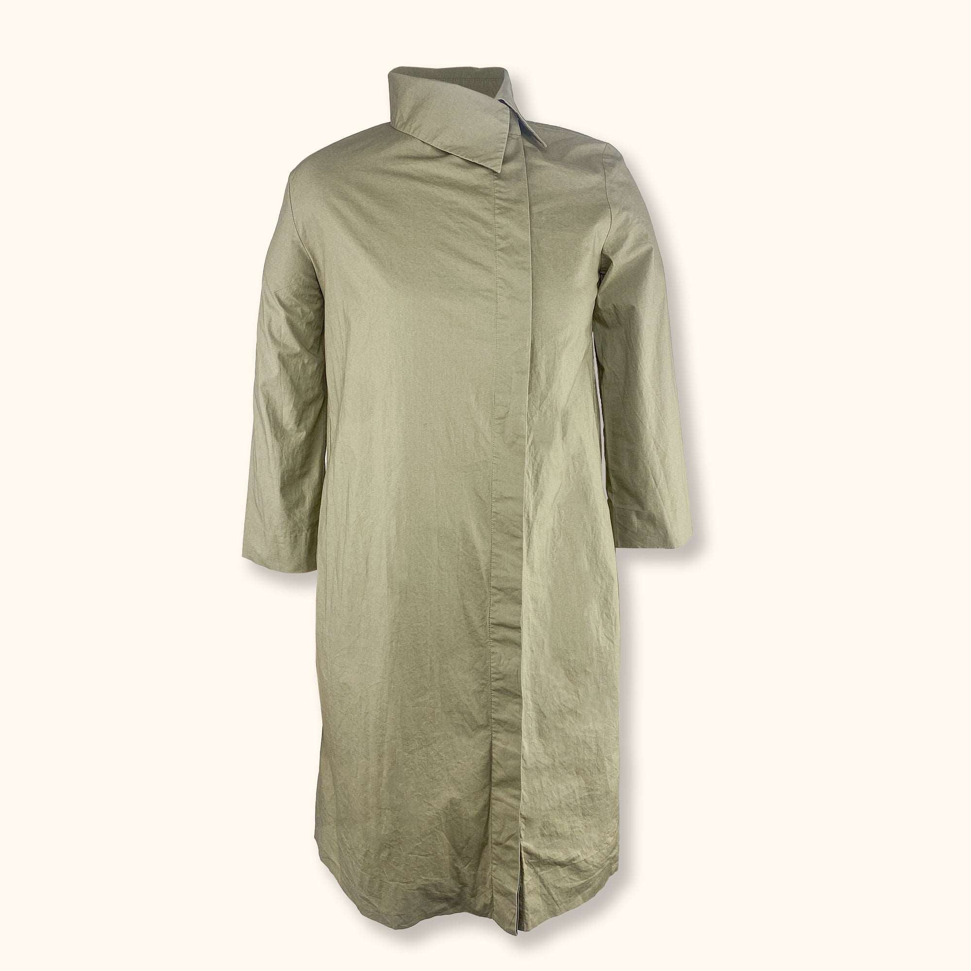 Cos Khaki Green Asymmetric Shirt Dress - Size Small