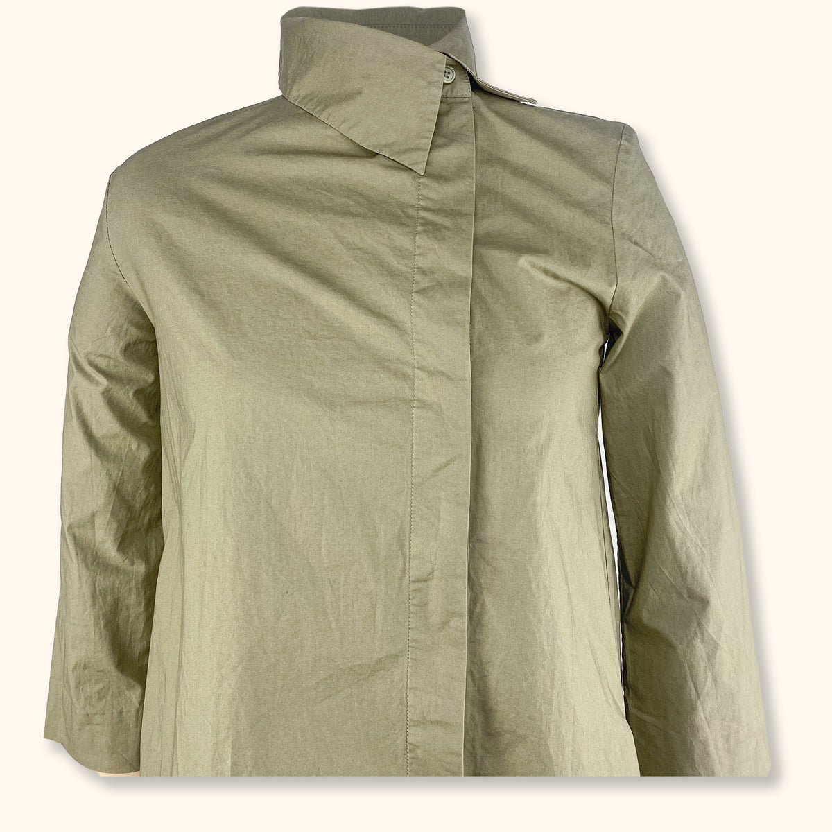 Cos Khaki Green Asymmetric Shirt Dress - Size XS