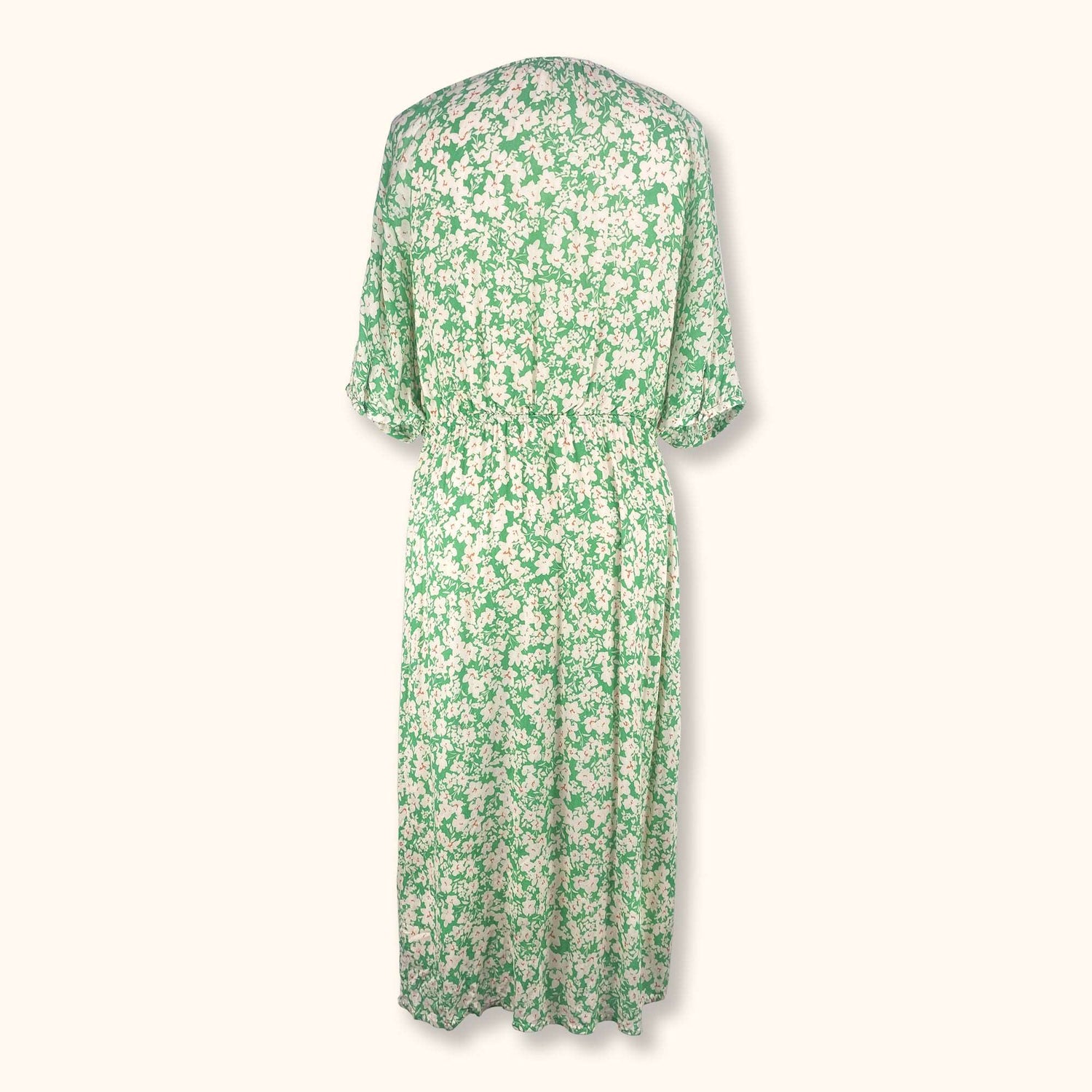 Hush Green Floral Short Sleeve Midi Dress - Size 16