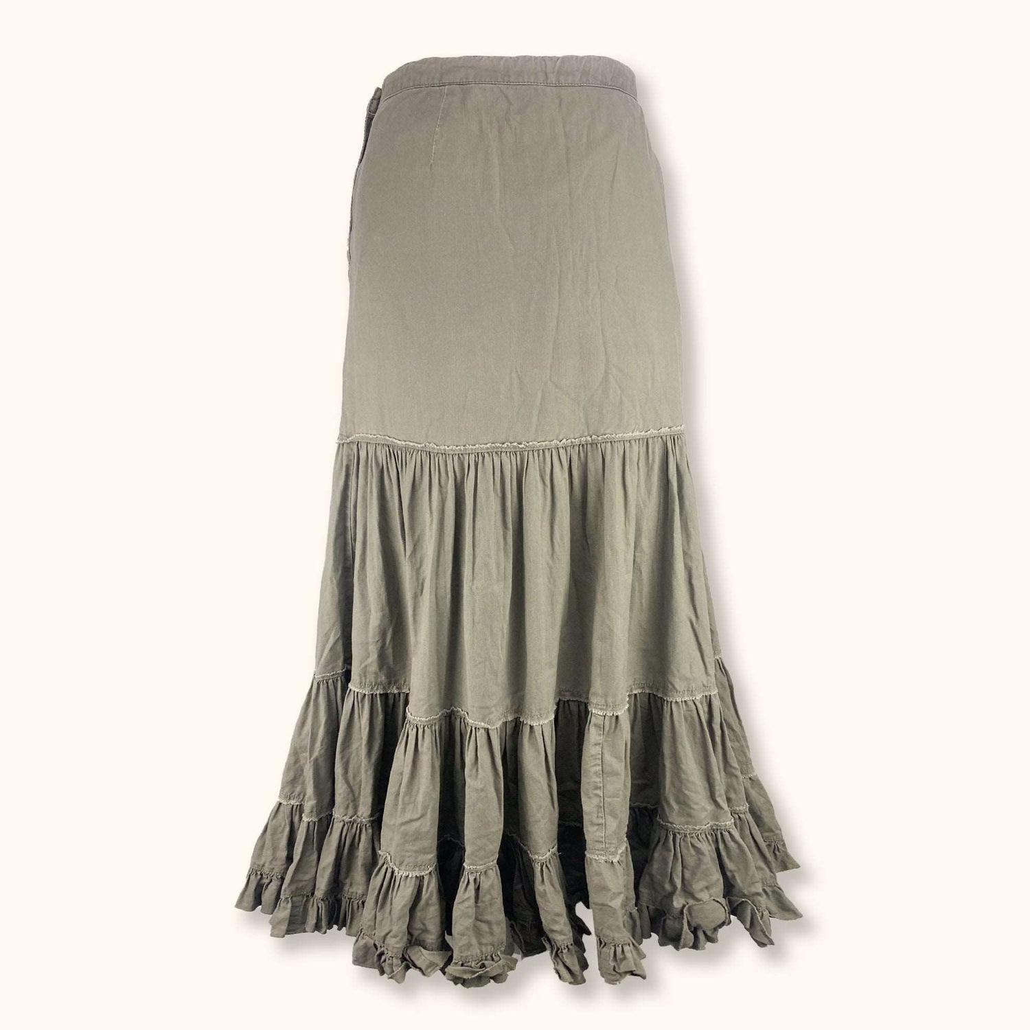 Fat Face Grey Ruffle Midi Skirt - Size 14