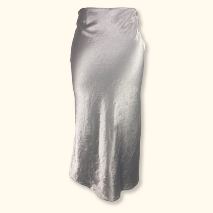 River Island Silver Satin Midi Skirt - Size Large -  - Skirts