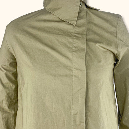 Cos Khaki Green Asymmetric Shirt Dress - Size XS