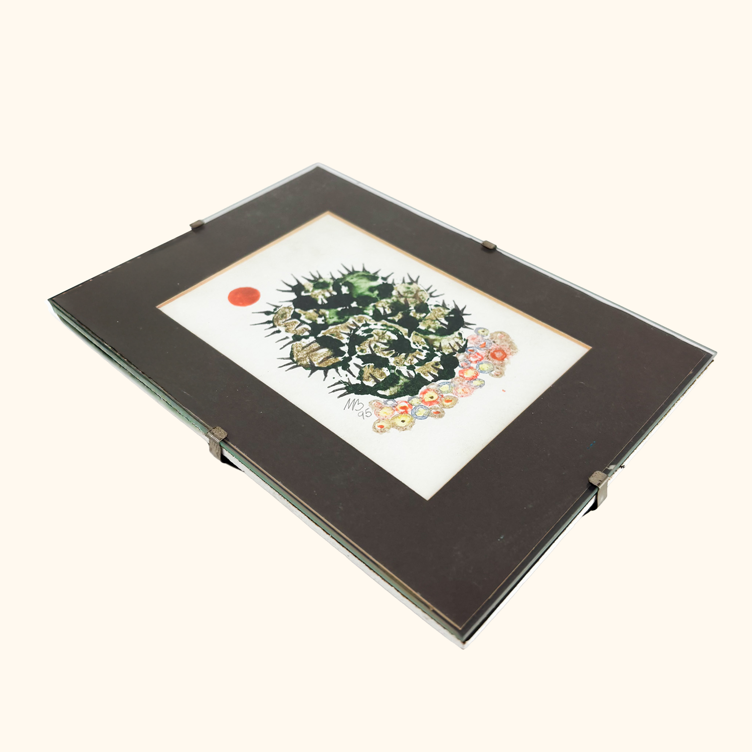 Framed Cactus Watercolour Paintings Vintage 1995