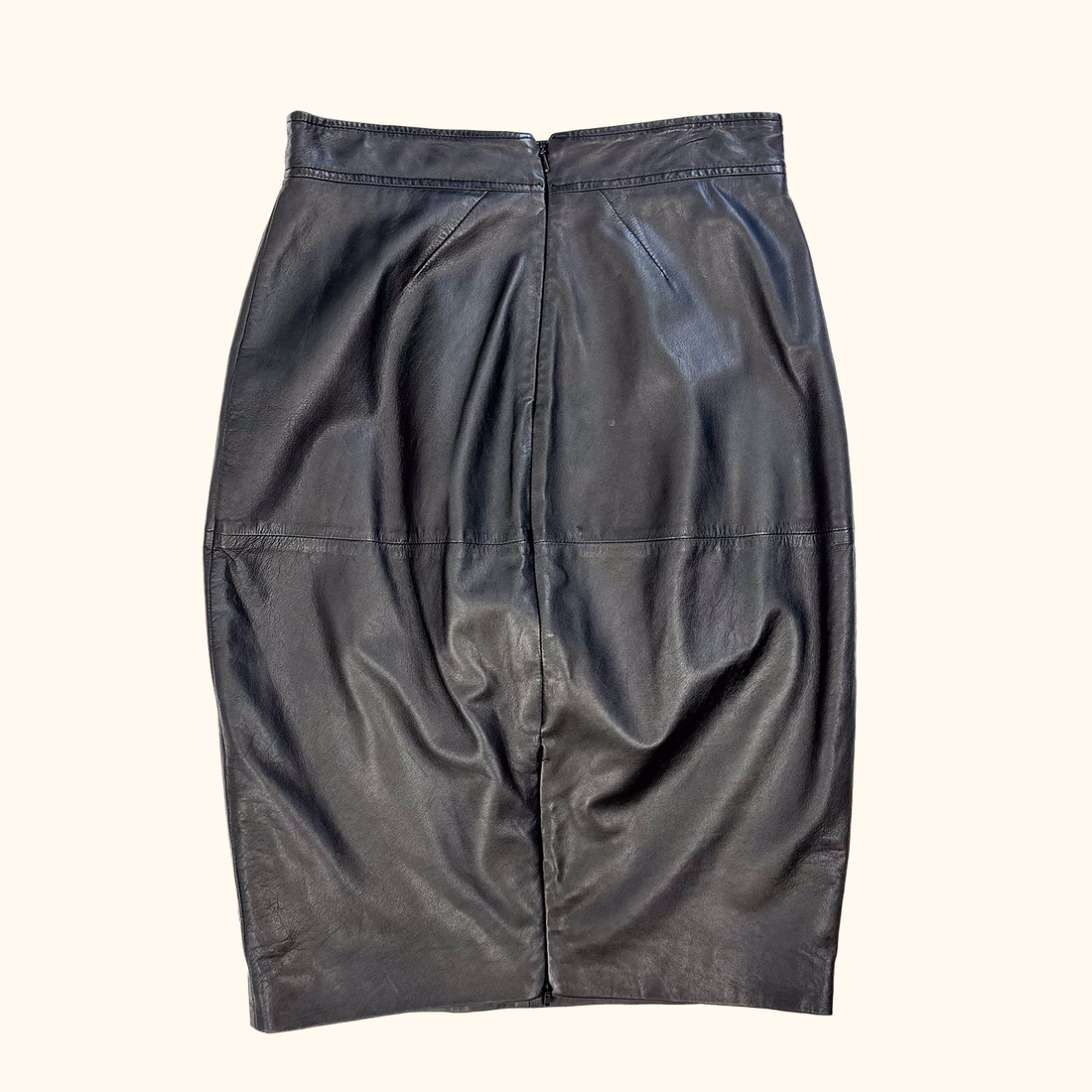 Whistles Black Leather Pencil Skirt - Size 6