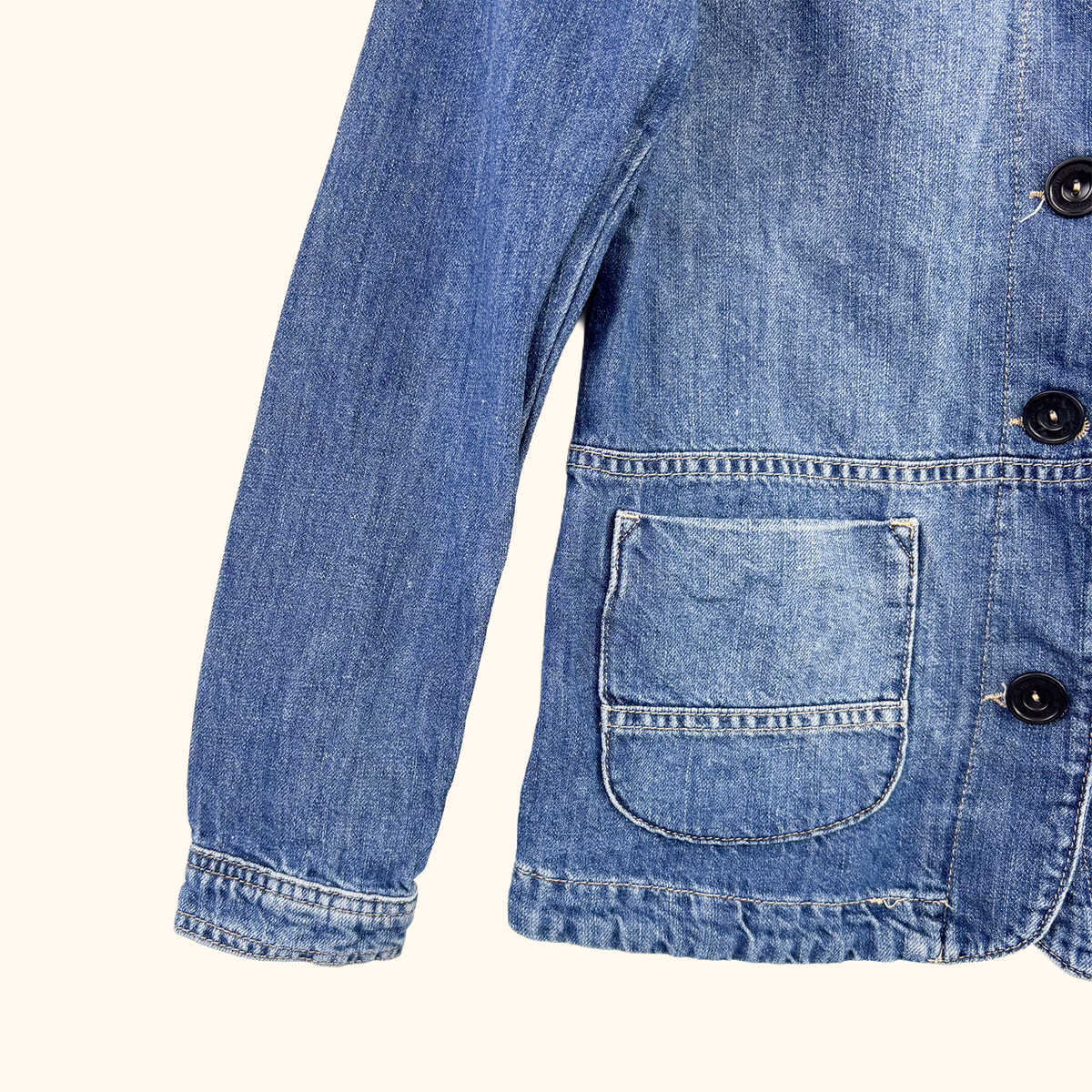 White Stuff Cotton Linen Blue Cargo Jacket - Size 6