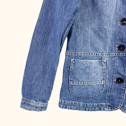 White Stuff Cotton Linen Blue Cargo Jacket - Size 6
