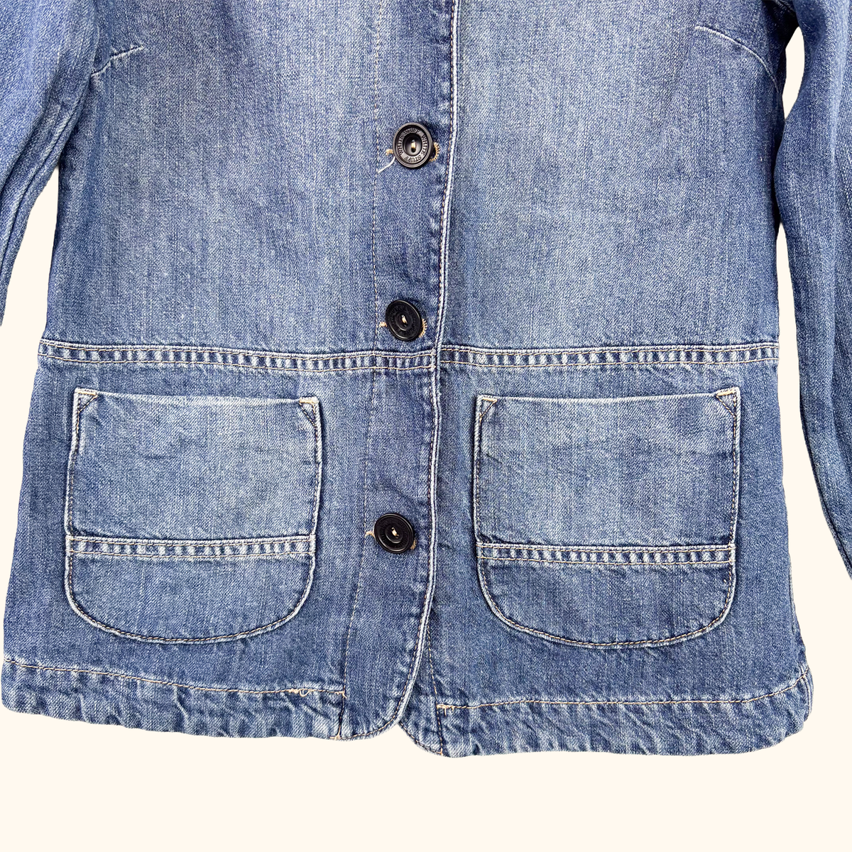White Stuff Cotton Linen Blue Cargo Jacket - Size 6