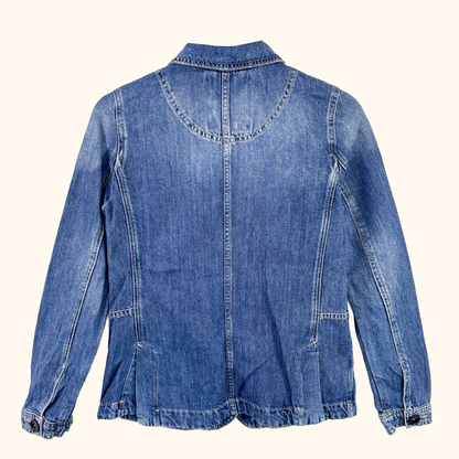 White Stuff Cotton Linen Blue Cargo Jacket - Size 6