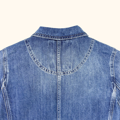 White Stuff Cotton Linen Blue Cargo Jacket - Size 6