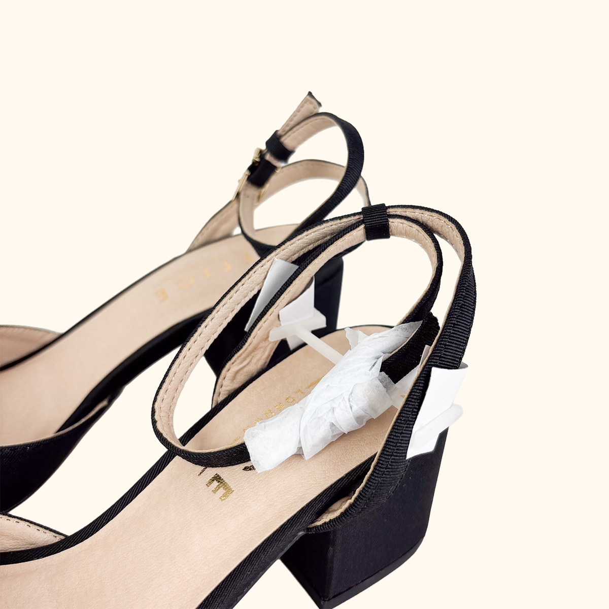 Office Black Block Heel Bow Sandals - Size 5