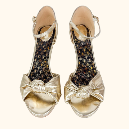 Joe Browns Gold PU Peep Toe Heels - Size 8