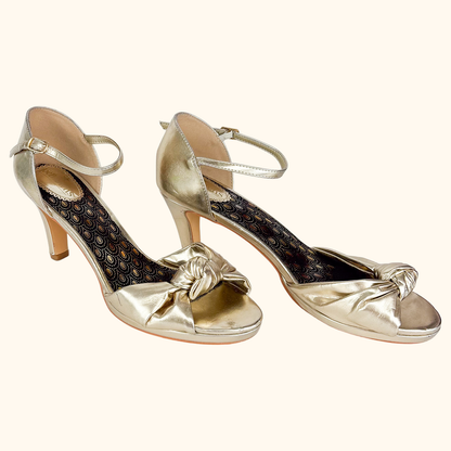 Joe Browns Gold PU Peep Toe Heels - Size 8
