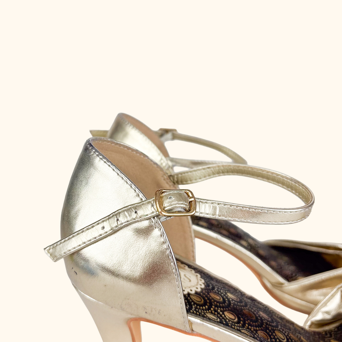 Joe Browns Gold PU Peep Toe Heels - Size 8