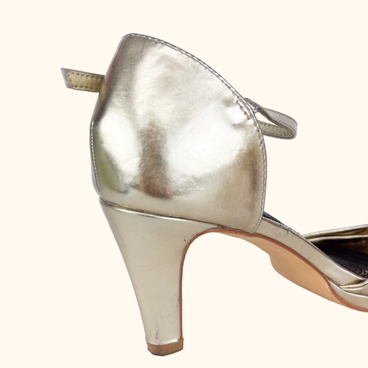 Joe Browns Gold PU Peep Toe Heels - Size 8