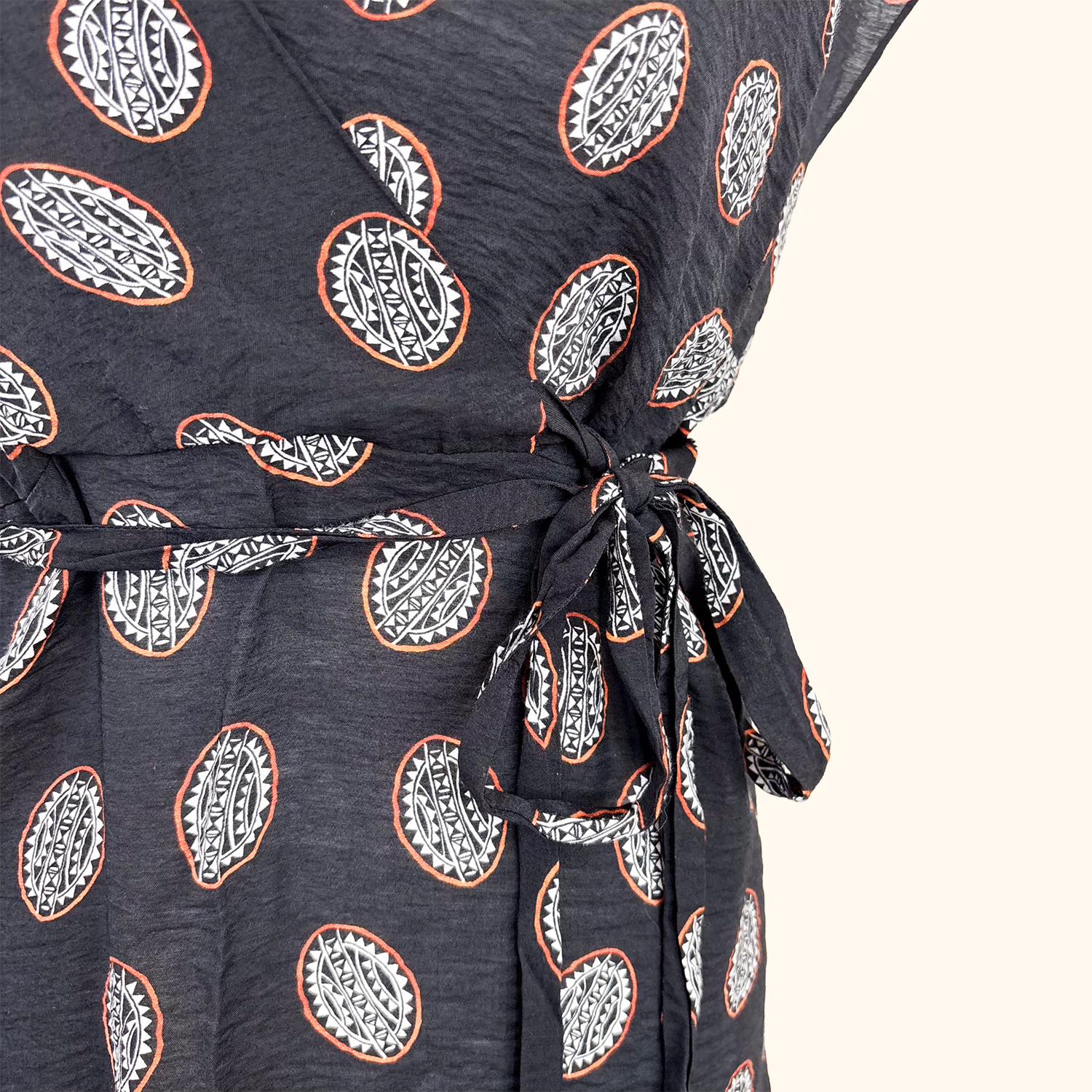 Bimba Y Lola Black Patterned Wrap Dress - Size XS