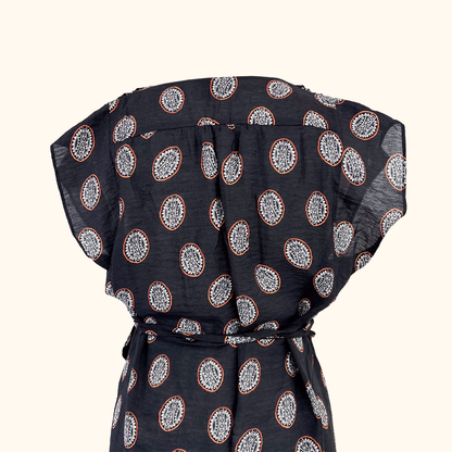 Bimba Y Lola Black Patterned Wrap Dress - Size XS