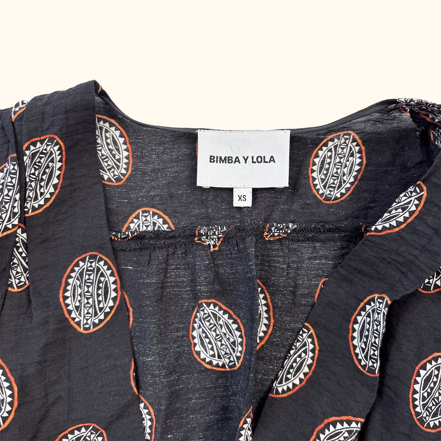 Bimba Y Lola Black Patterned Wrap Dress - Size XS